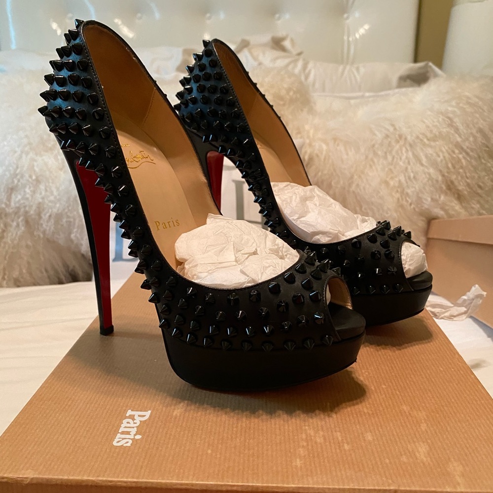 Christian Louboutin Lady Peep  spike blk/blk
